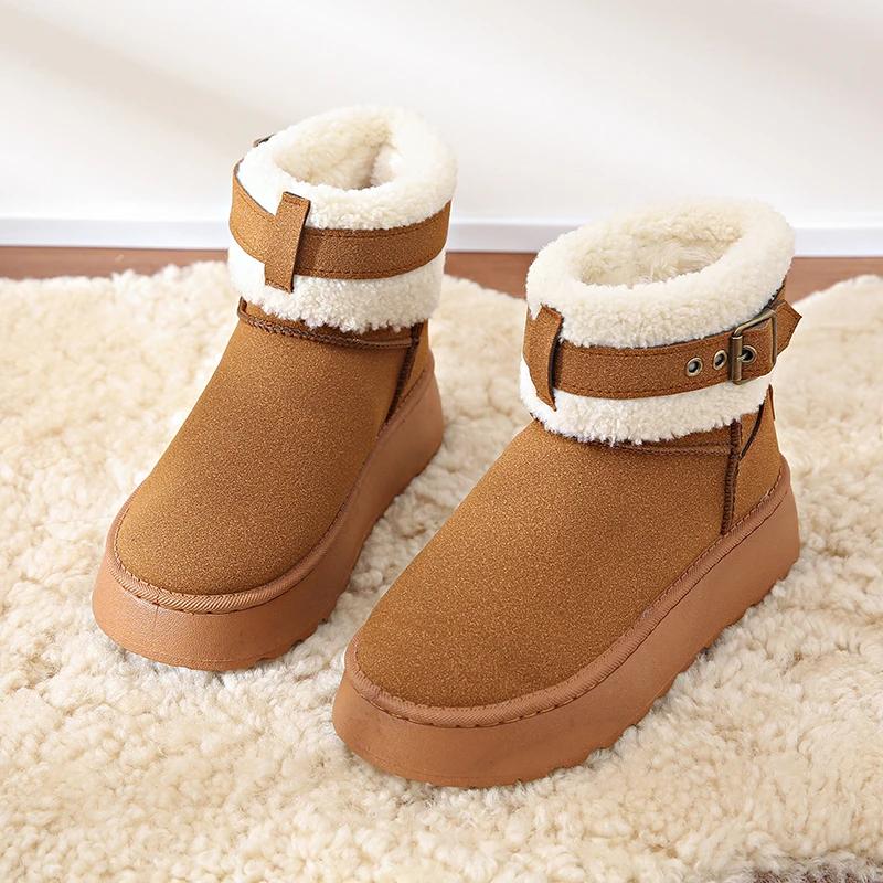 Short Boots Women Winter Warm Thickness Non-slip Shibuya Hairy Boots 2024 Personalized Fashion Snow Boots