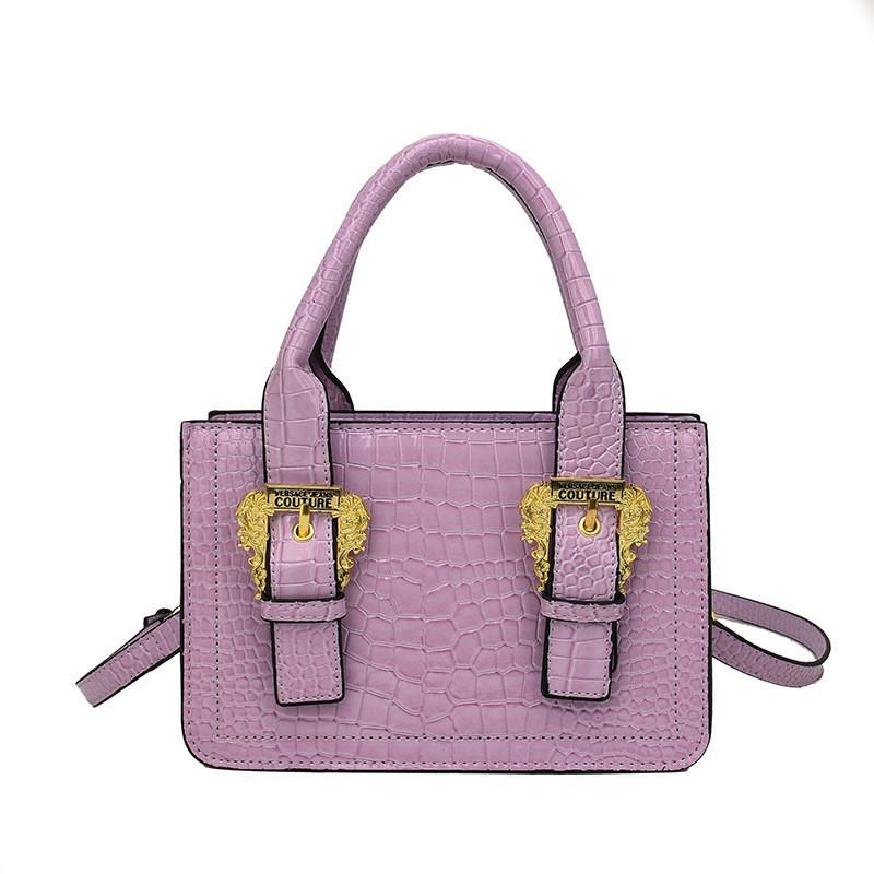 Vintage European And American Style Pu Cross-border Small Square Shoulder Bag For Women Light Purple