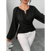 Women's V Neck Long Sleeve Regular Fit Elegant Wrap Blouse Shirt for Winter Daily Wear
