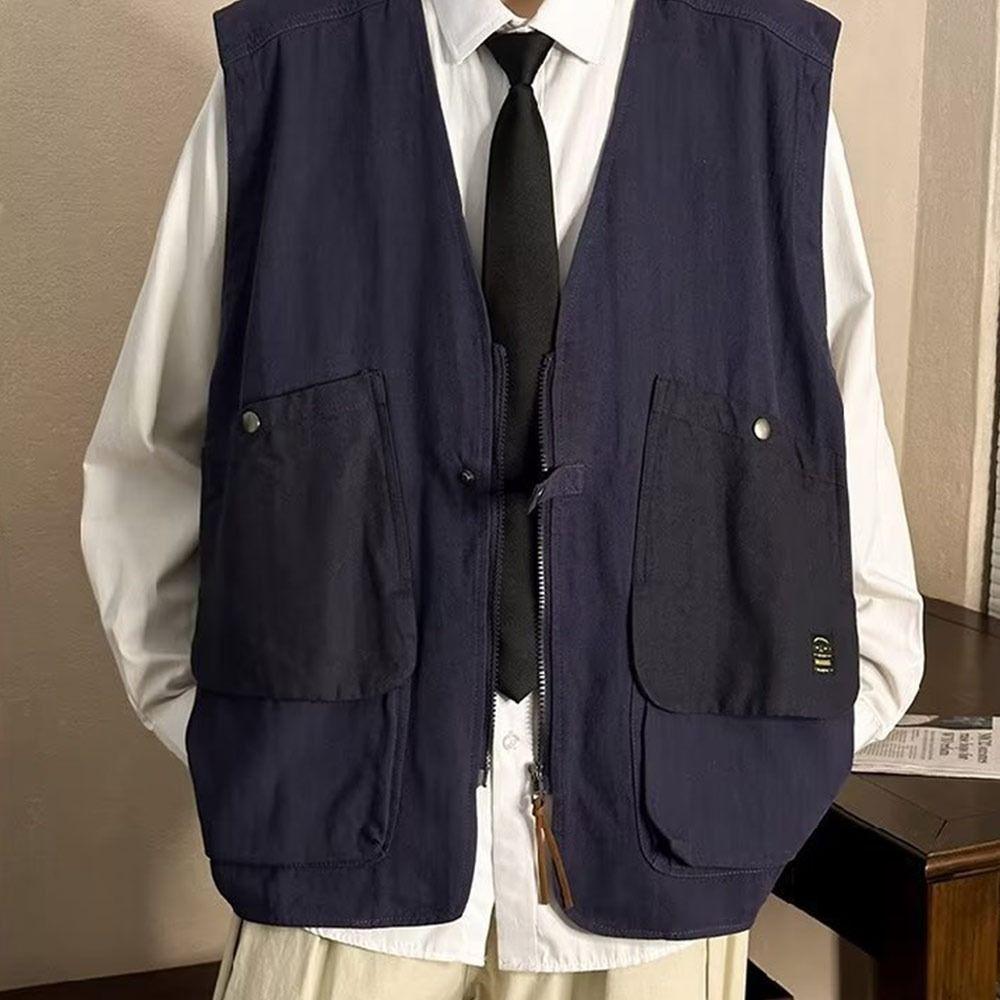 V-Ne Svel Workwear Vest Multi-pocket Sleeveless Jacket Trendy Vest Women