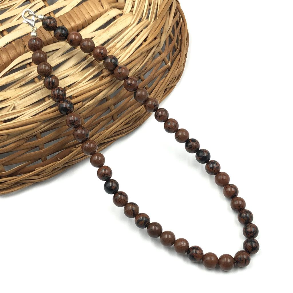 8mm Natural Mahogany Obsidian Gemstone Beads Jewelry Handcrafted Women Necklace 17-20" Gift For Birthday 8BN-16