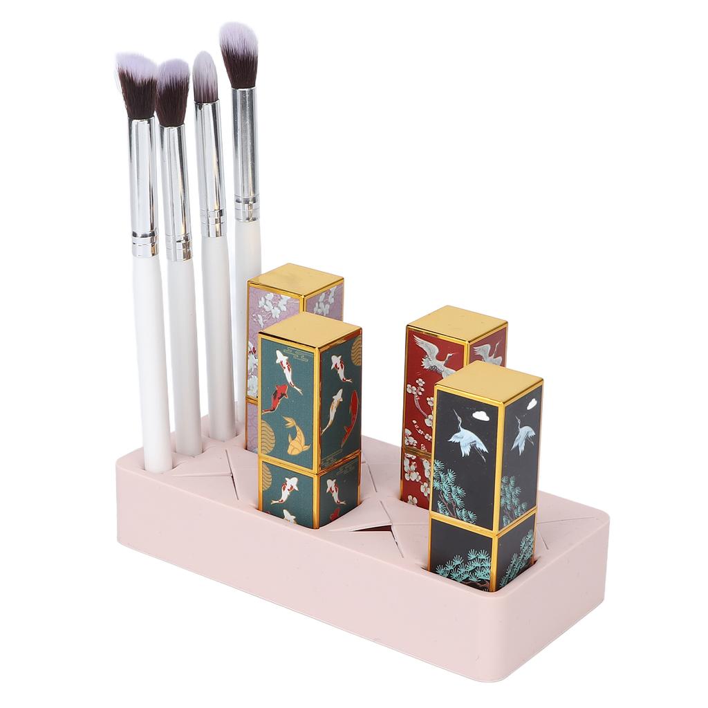 12 Slot Lipstick Holder Silicone Makeup Cosmetic Display Stand for Nail Polish Eyebrow Pencil