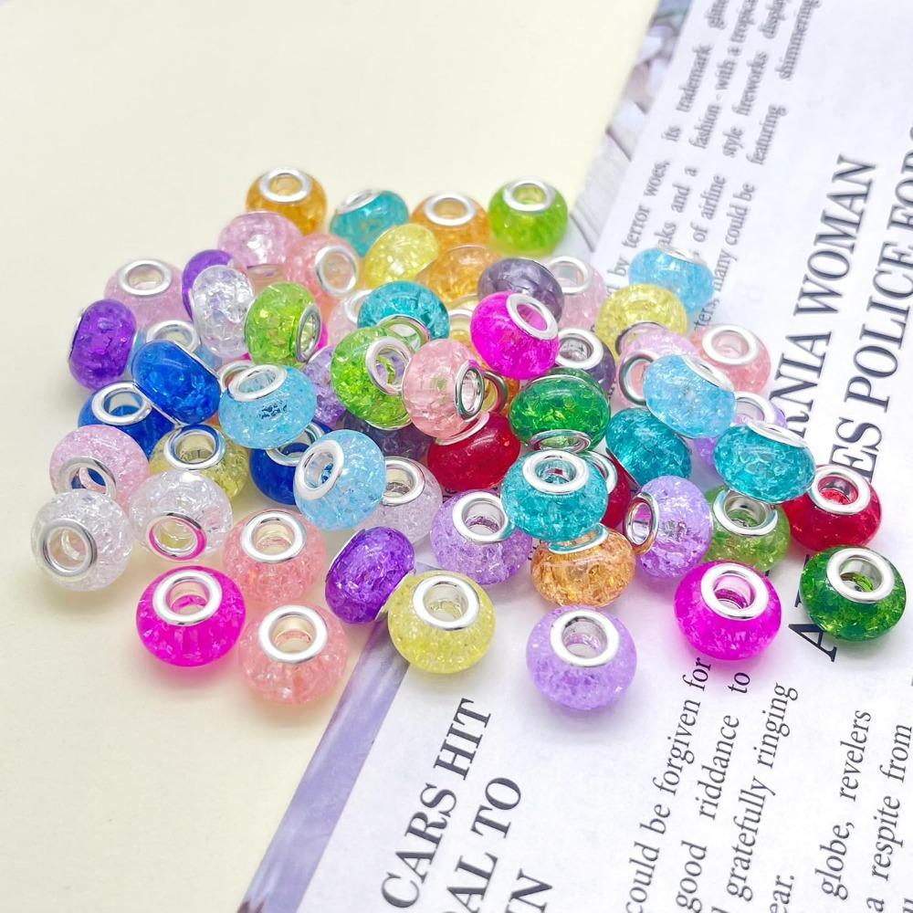 12/30/60PCS European Large Hole Lampwork Spacer Beads Assorted European Craft Beads Mixed Color for DIY Necklace Bracelet Jewelry Making