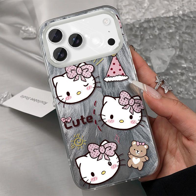 Stydlivý kreslený kryt Hello Kitty s tvrdou skořepinou pro iPhone 13/14/15/16PRO/17AIR