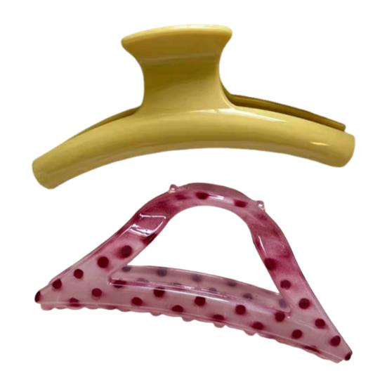 Hair Claw Anti-slip Teeth Large Shark Clip Dot Print Half-Tied Hair Strong Grip Back Head Hair Clip Hair Accessory
