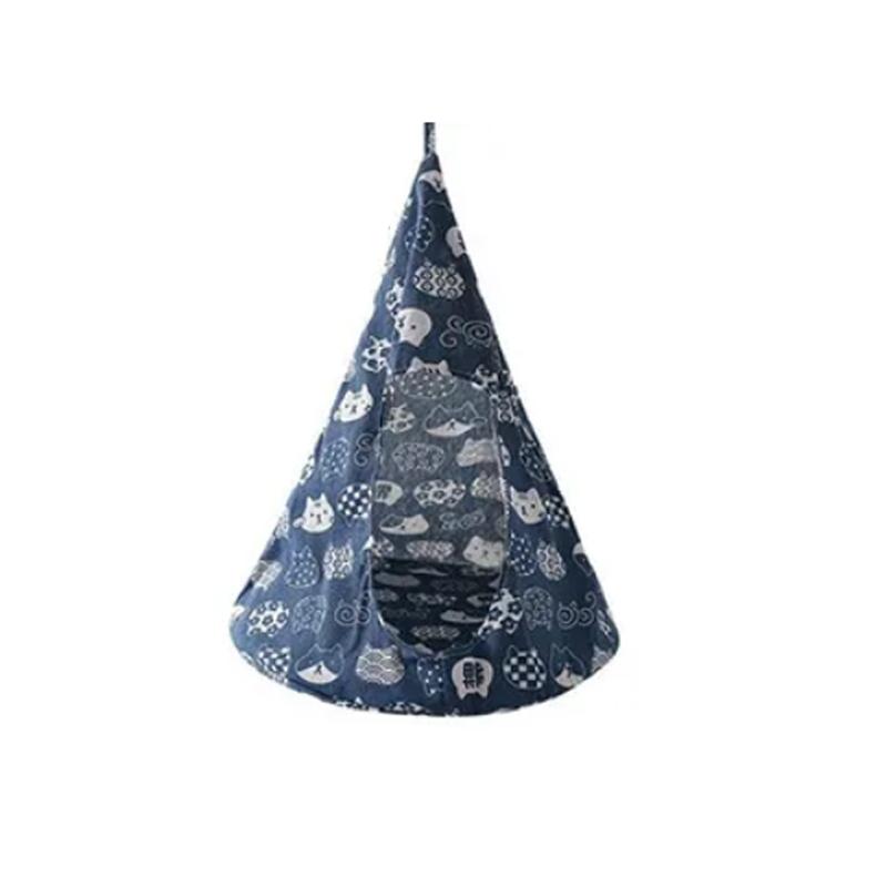 Съемный гамак для домашних животных, съемный моющийся кошачий туалет, подвесная льняная кровать в форме конуса синий