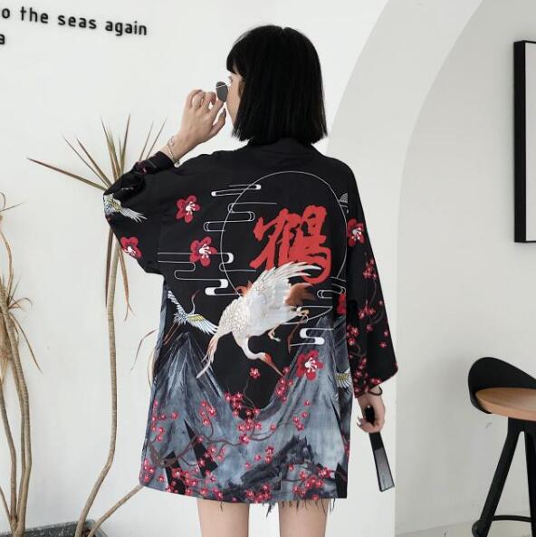 Cardigan de pijama nou cu imprimeu digital japonez Harajuku kimono Robe Poncho