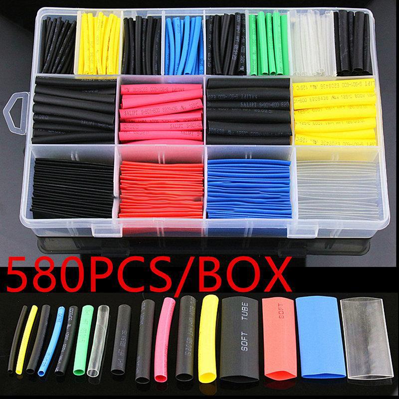 127/164/328/530Pcs Assortment Electronic 2:1 Wrap Wire Cable Insulated Polyolefin Heat Shrink Tube Ratio Tubing Insulation(No Box)