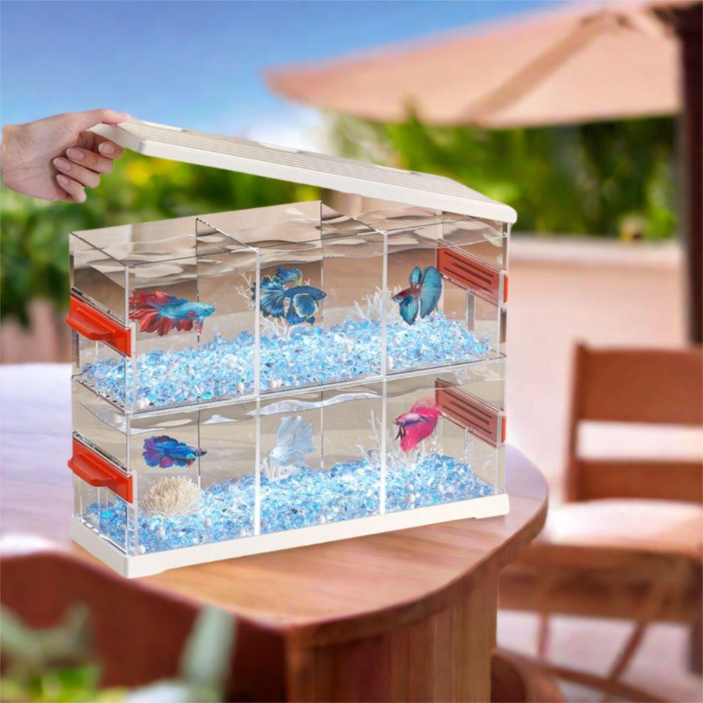 High Definition Transparent Fish Tank Stackable Fish Breeding Box Desktop Fish Tank Office