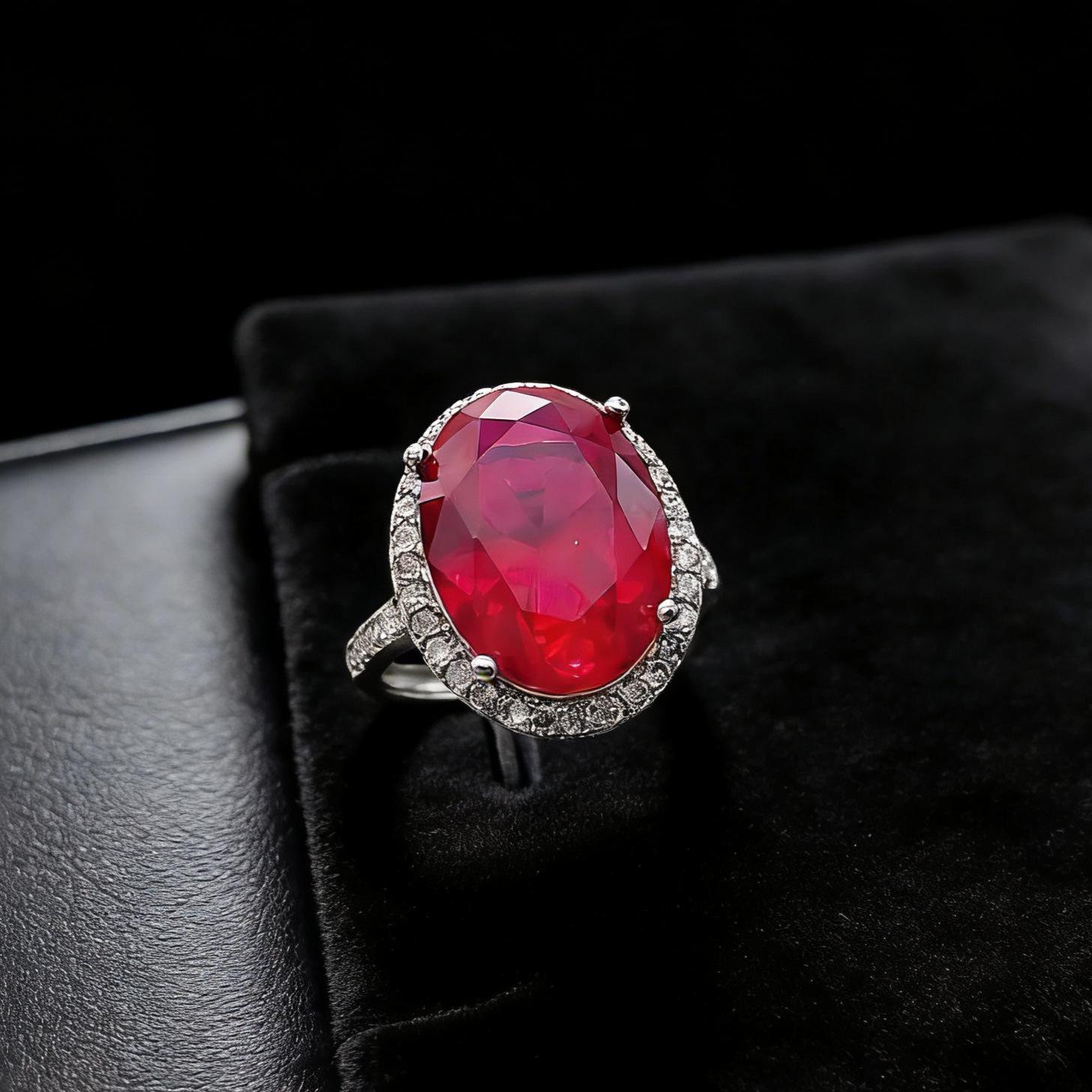 

Customized Jewelry Jewelry Imitation 12 * 16 Coconut Round Ruby Sapphire Ring Luxury Dove Egg Ring Women Adjustable opening