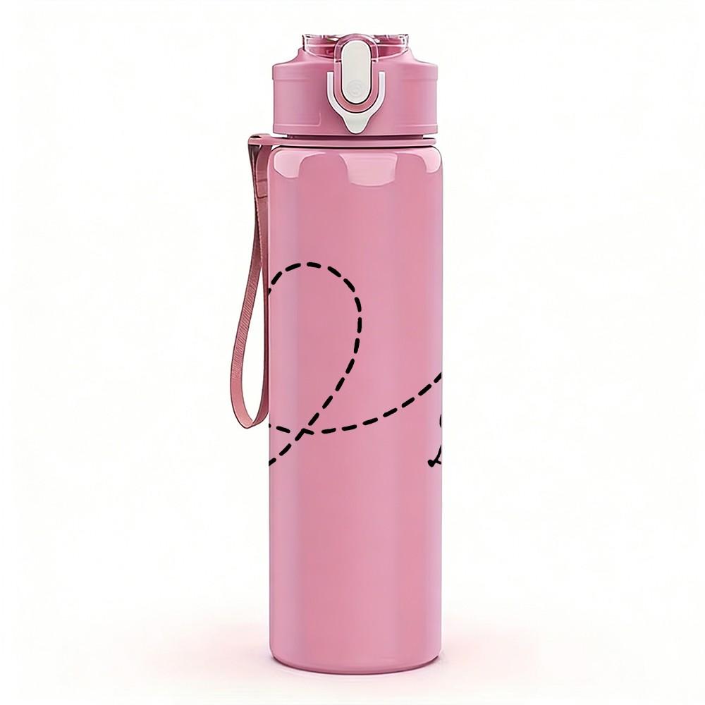 1PC Travel Heart Airplane 750ml Color Plastic Sports Water Bottle Leakproof Flip Straw Lid Suitable for Sports Office Home Use