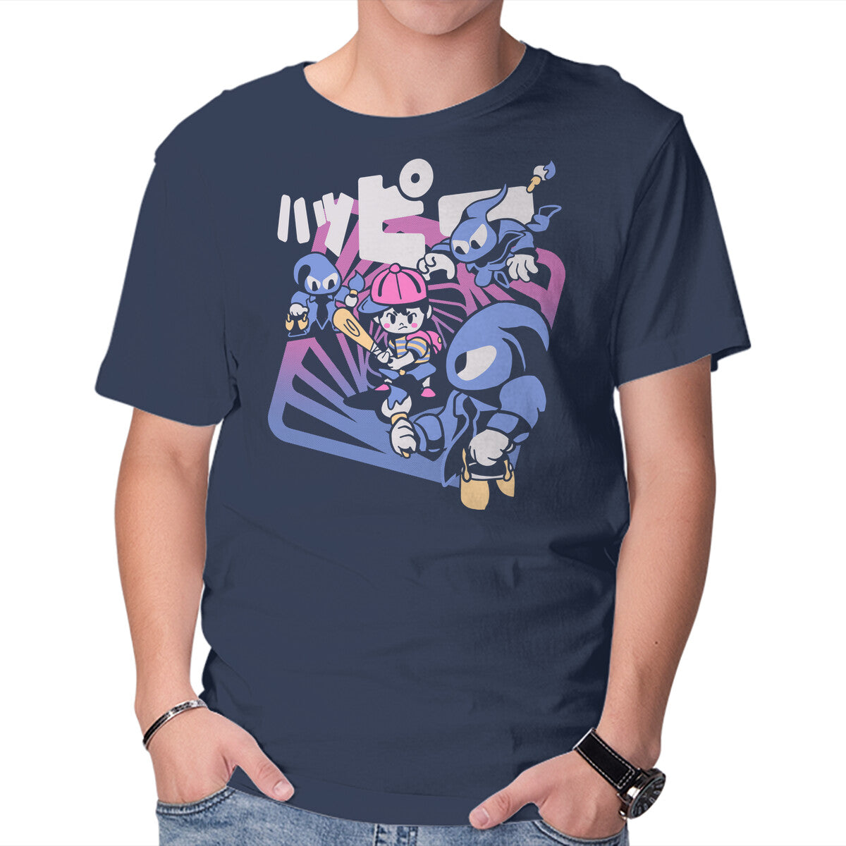 Unisex Crew Neck T-Shirt Happy Attack Graphic Short Sleeve Casual Tee S