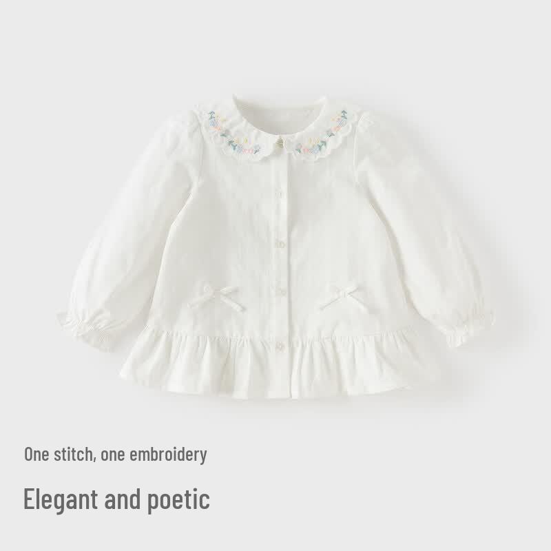 DAVE & BELLA Girls' White Cotton Shirt