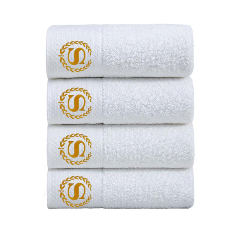 Luxury Hotel White Towels - Absorbent Pure Cotton with Embroidered Logo for Face and Bath