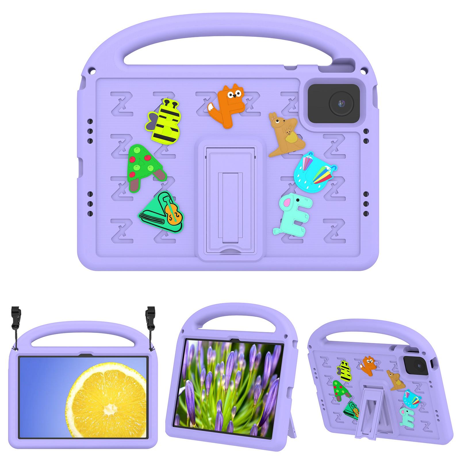 For Lenovo Tab M11 Kickstand Case Cartoon Design Anti-Drop EVA+PC Tablet Cover with Strap for Kids E