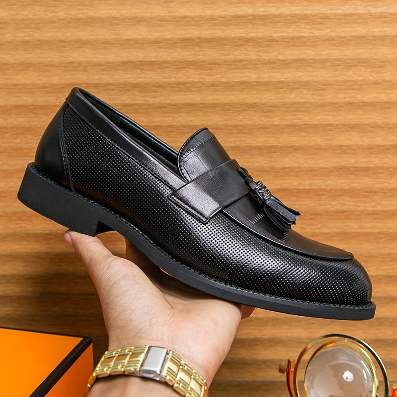 Fashion Elegant Tassel Design Men's Loafers Massage Sole Comfortable Men's Leather Casual Shoes Retro Brown Outdoor Commuting Work Shoes