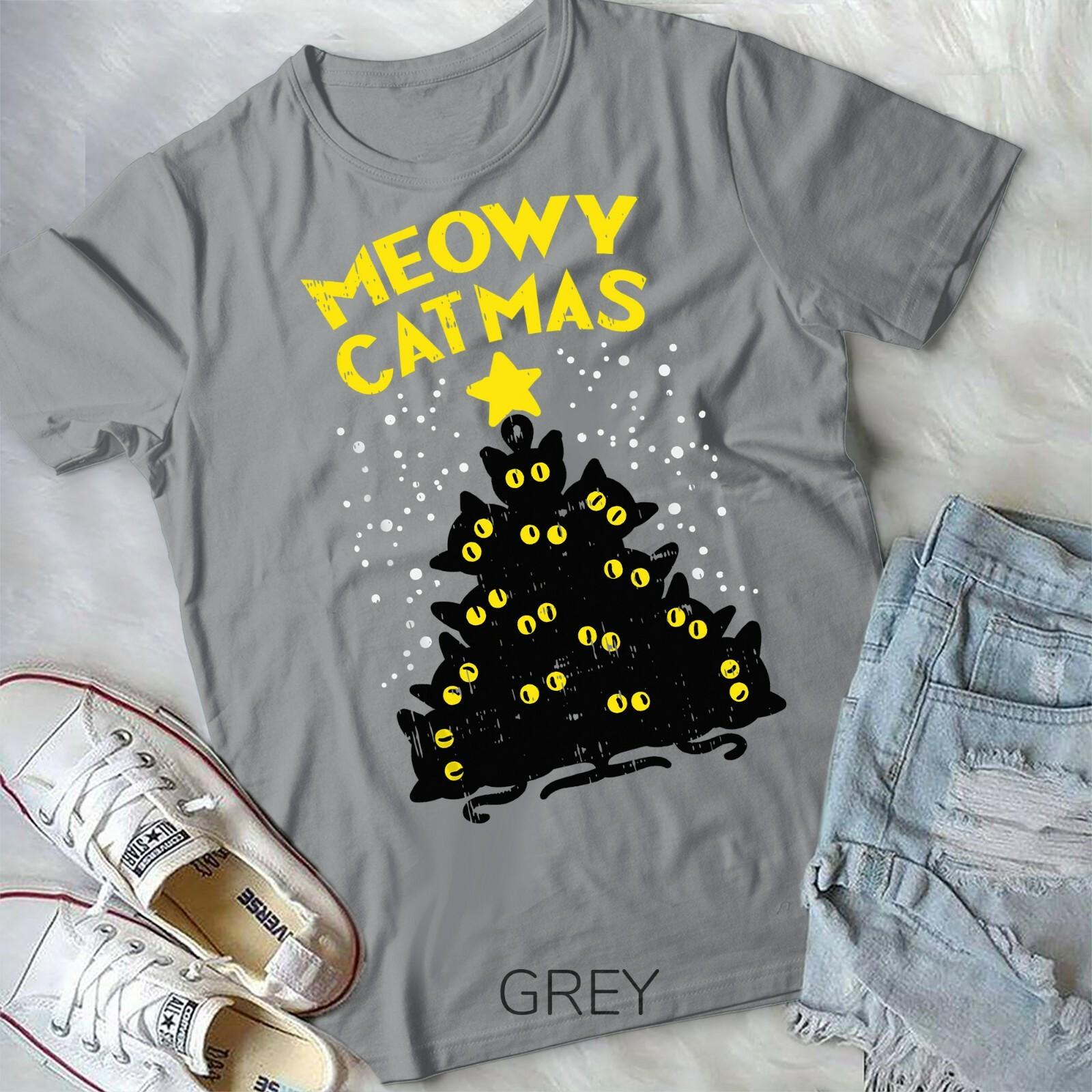 Meowy Catmas Black Cats Tree Funny Cat Owner Christmas Gift Unisex Form T-shirt M