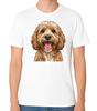 Happy Goldendoodle Dog Portrait Illustration T-Shirt Cute Pet Lover Unisex Tee