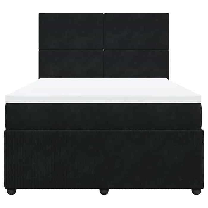Exclusive House - Slatted Bed Base with Mattress Black 140x190 Cm Velvet
