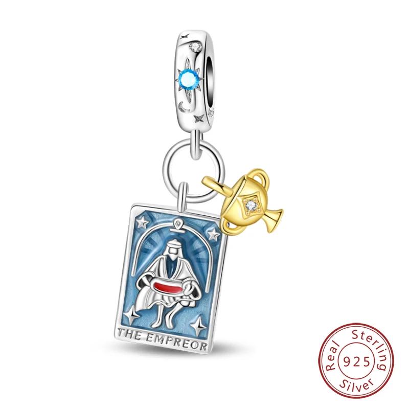 copper Star Shape Moon Sun Couple Magic Wheel of Fortune Justice Tarot Cards Pendants Compatible With Bracelets Do It Yourself Birthday Jewellery