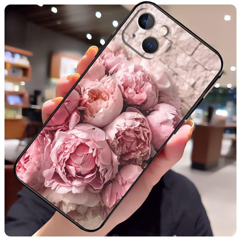 Elegant Pink Purple Peony Flower Case For iPhone 17 Pro Max 15 14 13 11 12 16 Pro Max mini 15 16 Plus 16e 17 Air Phone Cover