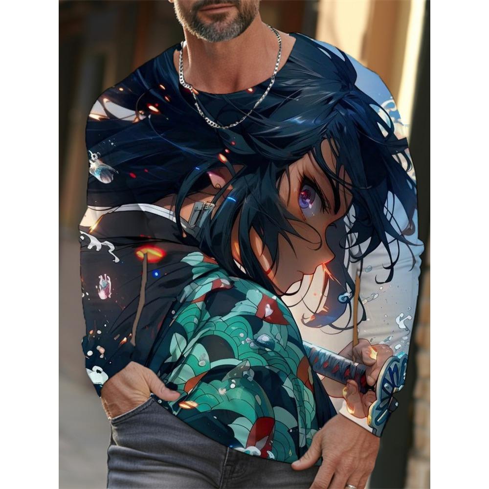 Men's Long-sleeved T-shirt 3D Printing Anime Printing Men's Long-sleeved T-shirt Autumn Tops