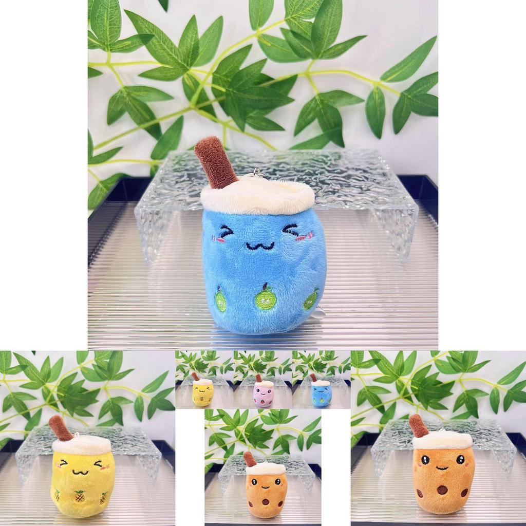 Cute Fruit Bubble Tea Cup Plush Keychain Adorable Cartoon Plush Toy For Kids