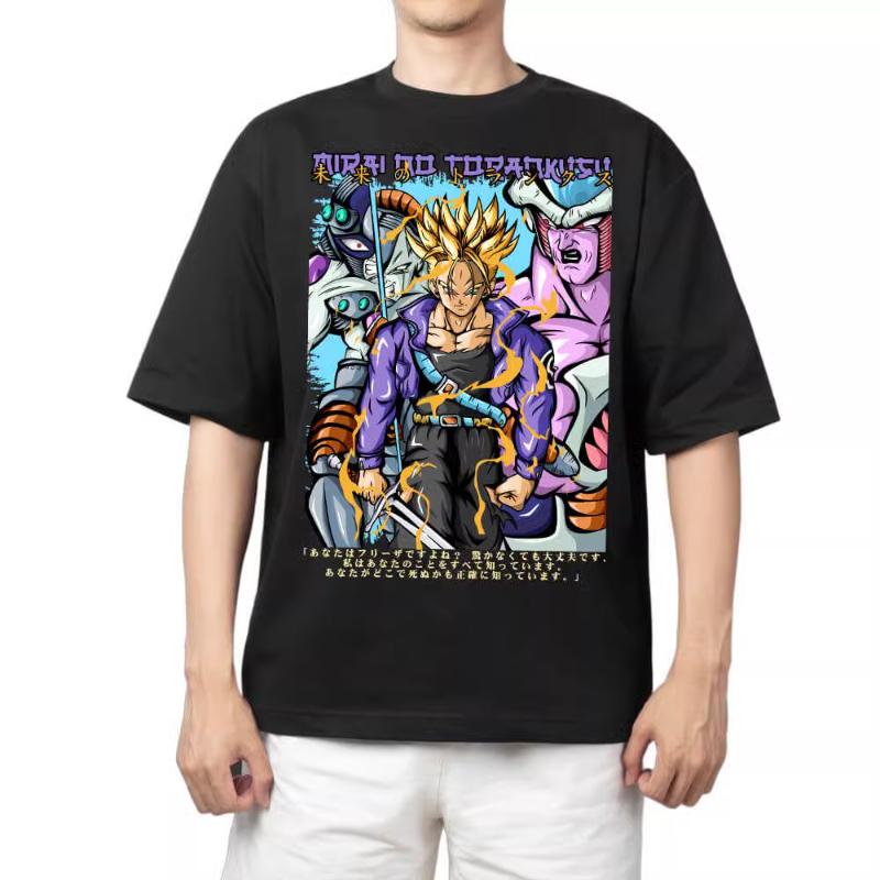 T-Shirt für Herren Dragon Ball Muster Gedruckt Sommer Retro Ausschnitt Locker Große Größe Vielseitig Kurzärmliges T-Shirt Kleidung Oberteil