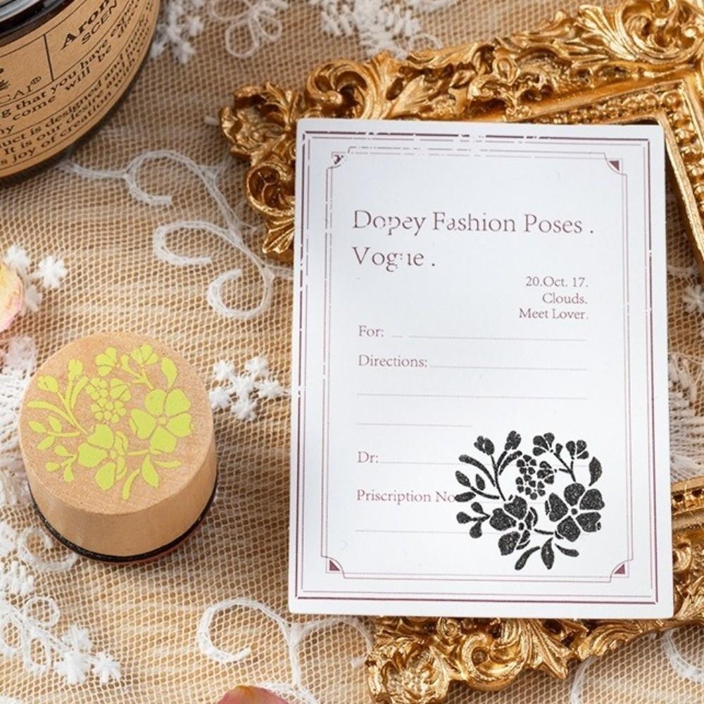 DIY Craft Cylindrical Stamp Butterfly Flower Themed Wood Rubber Stamp Diary Decoration