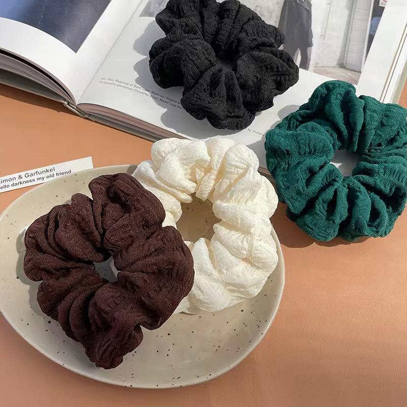 Fluffy Pleated Scrunchie Large Intestine Hair Tie For Women High Ponytail Elastic Big Hair Ring Girl French Headdress Headwear