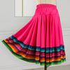 Etnische Stijl Korte Rok Dans Regenboog Rok Dansuniform Elastische Taille Xinjiang Dans Sociale Dans Rok Vierkante Dans Halve Rok