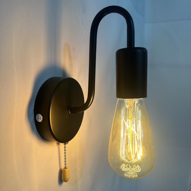 European Style Wrought Iron Wall Lamp - Creative Retro Design for Living Room, Bedroom & Bedside