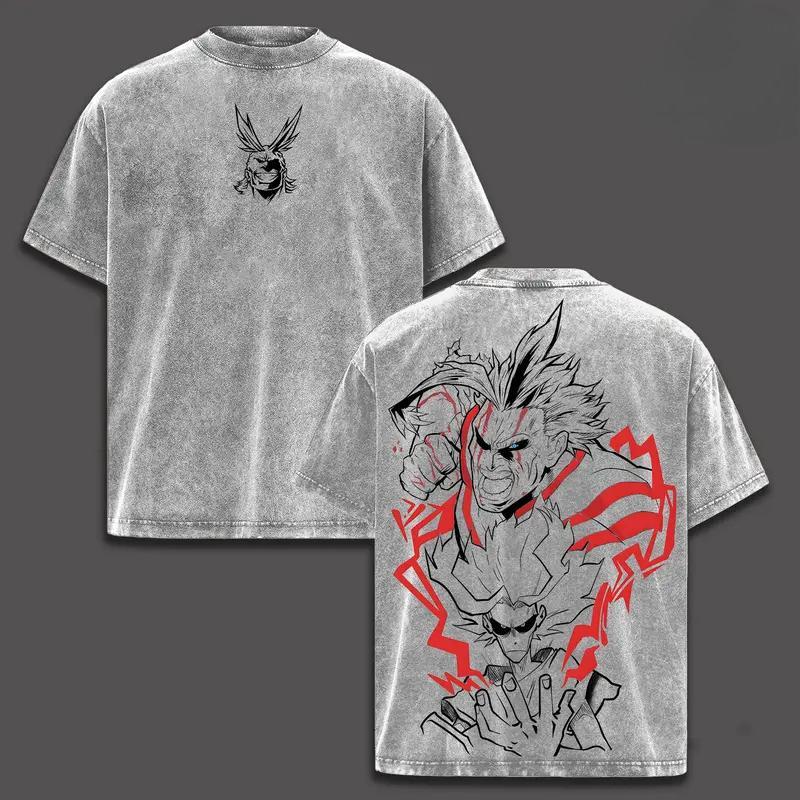 My Hero Academia Midoriya Izuku Printed Tee Men Women Retro Washed T-shirts Casual Cotton T Shirt Loose Clothing Harajuku Tshirt