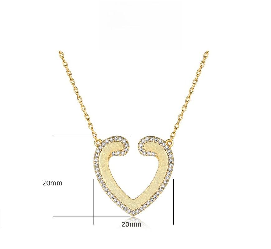 S925 Sterling Silver Ladies Alcohol Heart Pendant Gold Love Necklace