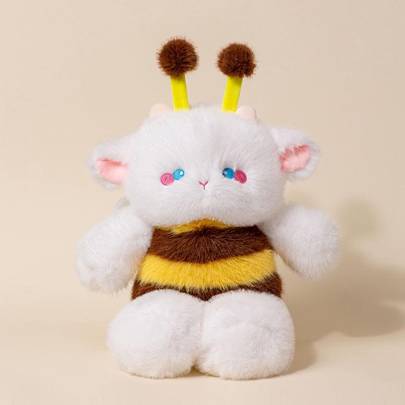 Zaino peluche Duo Gatto e Pecora che Corrono con Bambole Orso e Ape