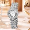 2-piece Ladies' Roman Scale Full Diamond Quartz Watch Heart Bracelet Accessory Set Suitable For Daily Wear