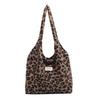 Leopard Print Fur Bag Women's New Winter College Style Tote Bag Large Capacity Japanese Single-shoulder Plush Bag