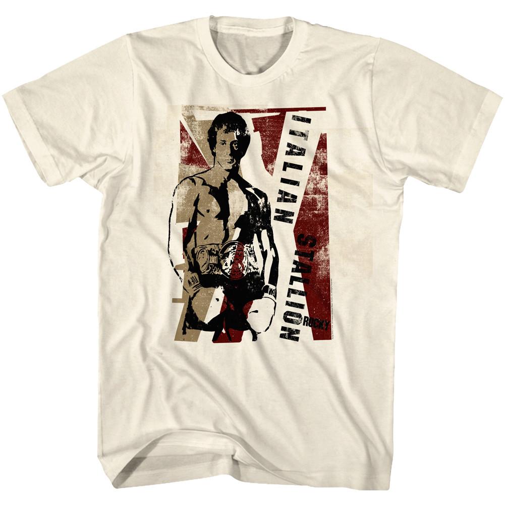 Rocky Balboa Italian Stallion Mens T Shirt Vintage Paint Stripes Boxing S