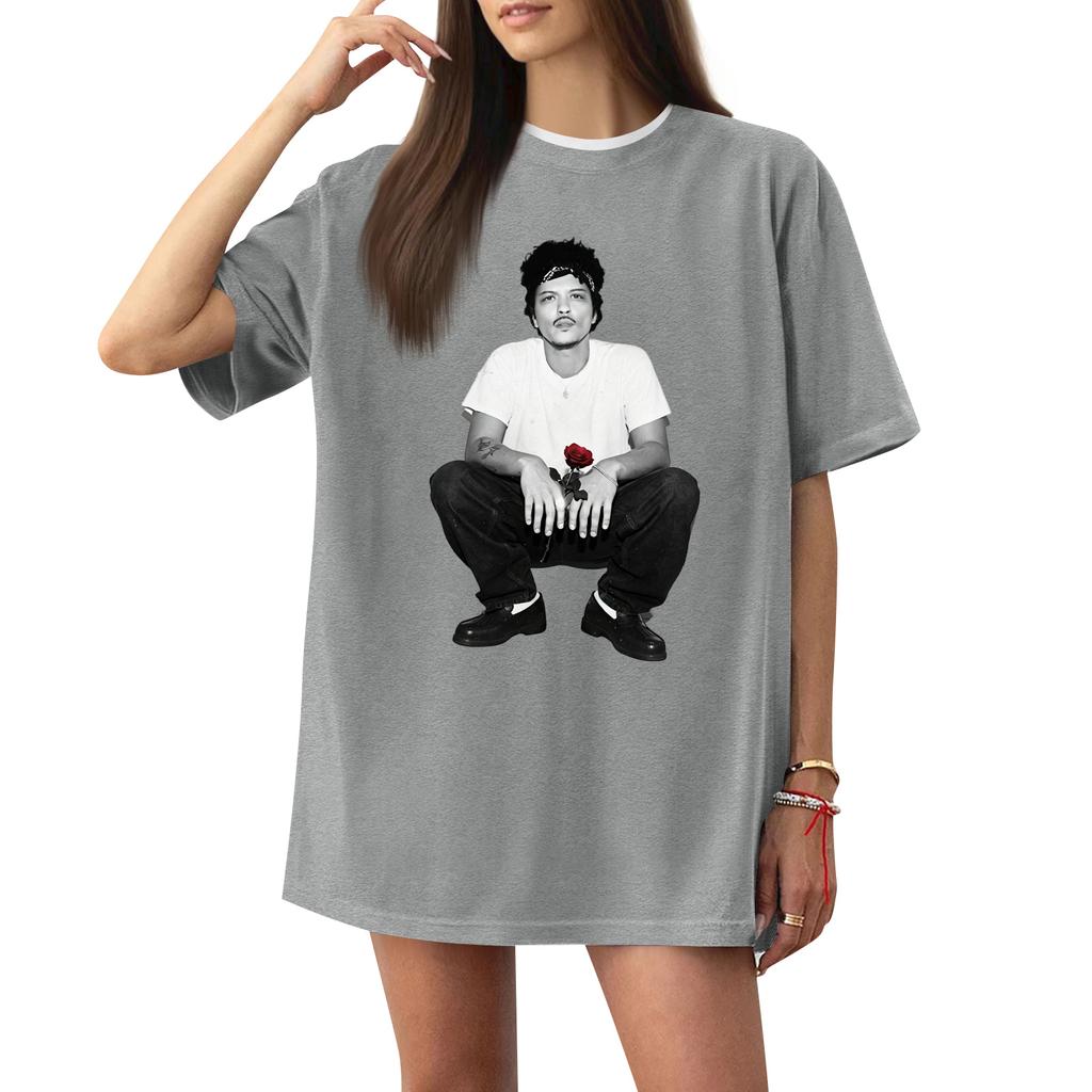 Women's Casual Printed T-Shirt Round Neck Pullover Short Sleeve Top
