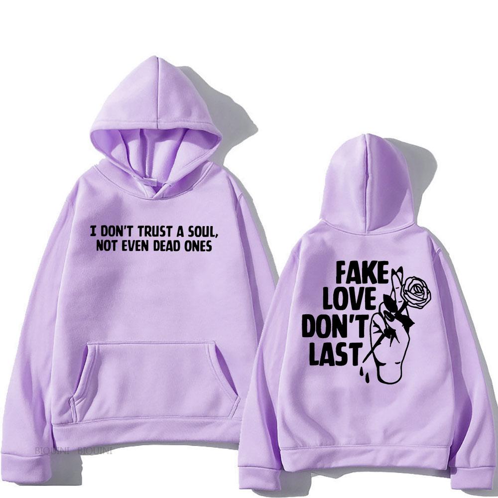 Fake Love Don't Last Hoodies Rapper Mgk Machine Gun Kelly Sweatshirts for Men/Women Hip Hop Graphic Printing Pullovers Hooded