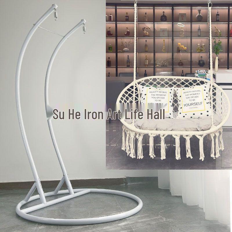 Nordic Indoor Outdoor Double Hanging Chair Swing with Tassel Cradle - Cotton and Linen Hammock for Homestay or Balcony.