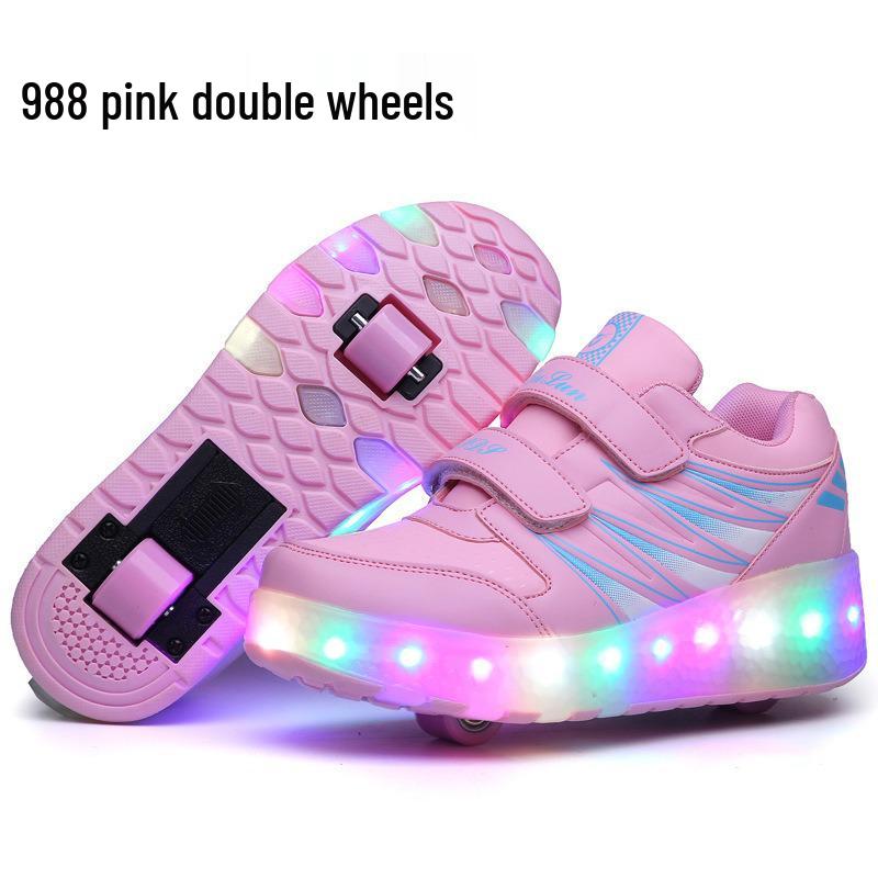 LED Light-Up Roller Shoes: Single/Double Wheel Wheeled Skates for Students