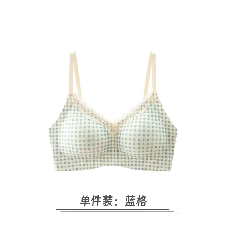 Women's Seamless Steel Rim Integrated Fixed Cup with Double Breasts, Beautiful Back, Lace Bra Cover, Summer