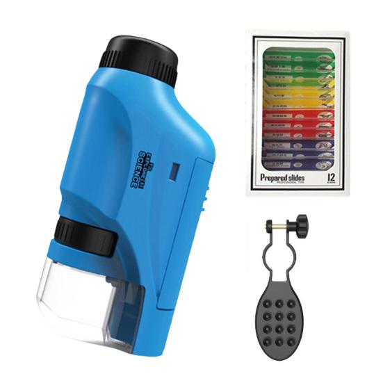 

Дитячий портативний мікроскоп 60-120-кратного збільшення з прозорими лінзами, міні-портативний світлодіодний біологічний мікроскоп для малюків синій