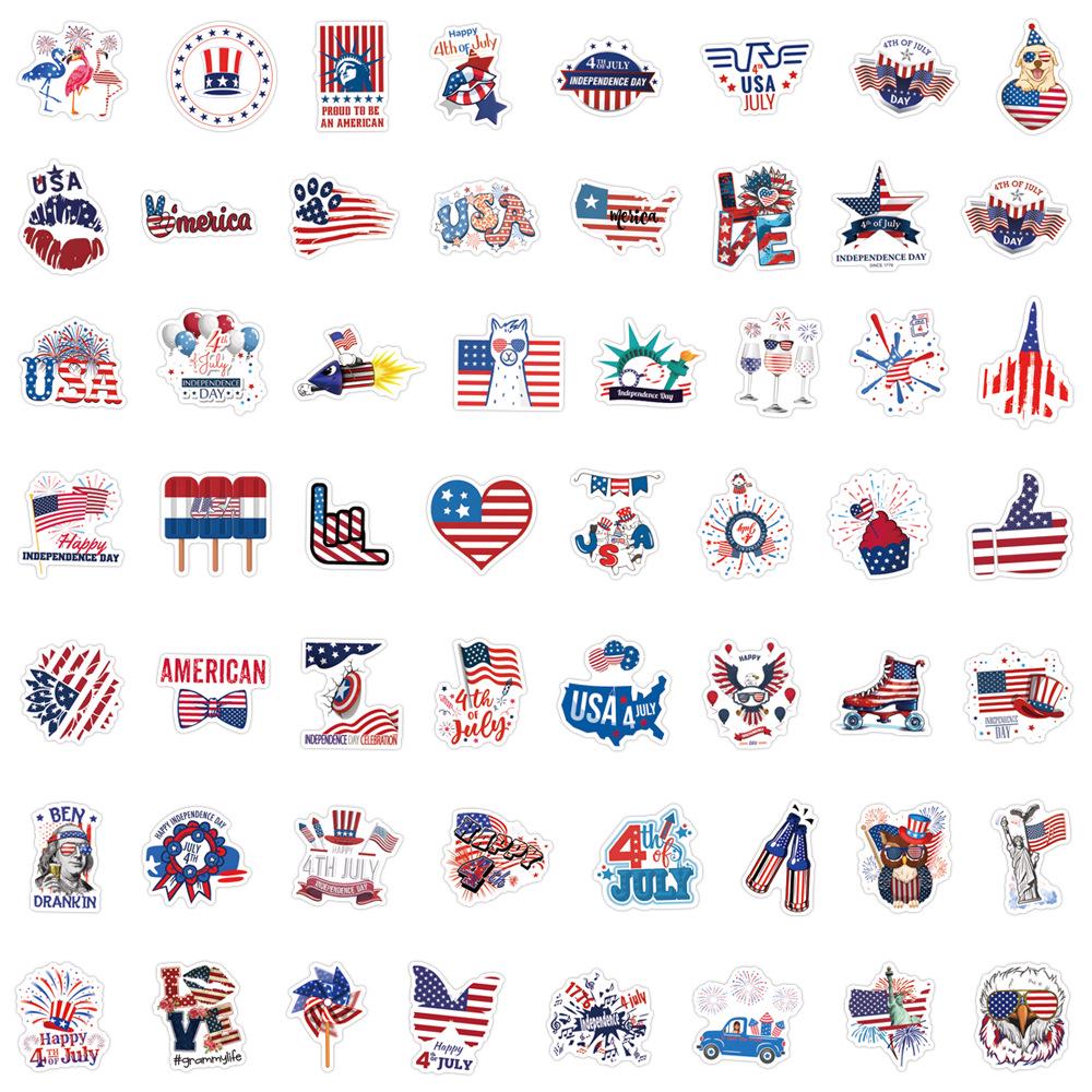 55 Cross-border Independence Day Cartoon Graffiti Stickers for DIY Decoration on Water Bottles & Guitars