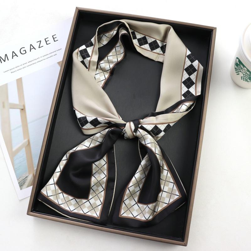 Hair Print Summer Long Silk Feeling Scarf For Women Fashion Neck Tie Hand Bag Foulard Wrist Luxury Kerchief Shawl Wraps Hajib