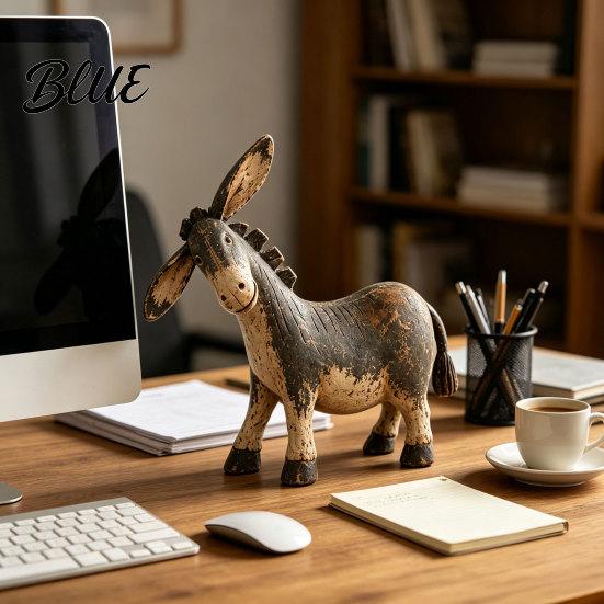 Rustic Shelf Accents Donkey Figurine Vintage Farm Style Animal Statue Whimsical Tilted Nostalgic Country Home Accessories Head Ornament for