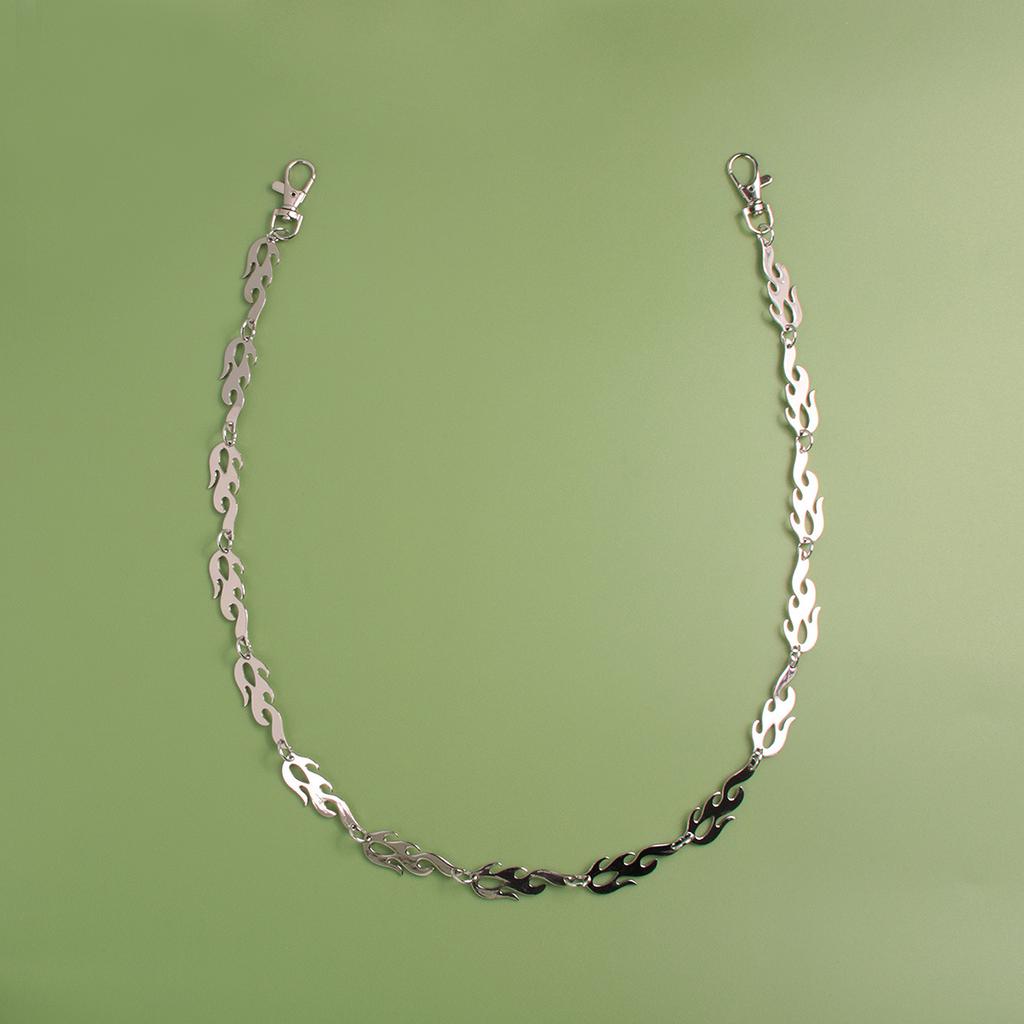 New Silver Metal Ladies Ins Pants Chain Punk Hip Hop Flame Waist Chain