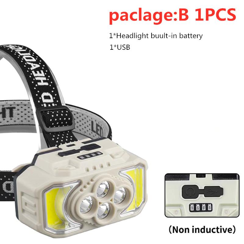 Kraftig LED hodelykt lommelykt USB oppladbar lommelykt hodelykt Vanntett hodelykt Camping Fiske Gruvelys Lampe Lommelykt