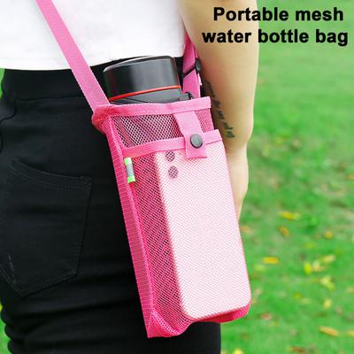 Water Bottle Bag with Strap Mesh Water Bottle Holder Crossbody Sling Bag Adjustable Water Bottle Carrier for Walking Sports Hiking Camping